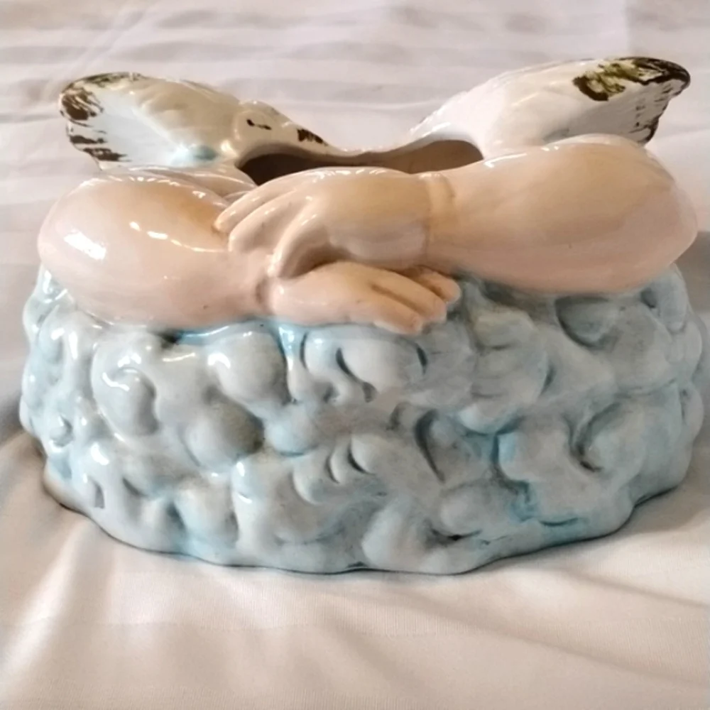 Gibson Beautiful Winged Ceramic Angel Cherub Child Cookie Jar